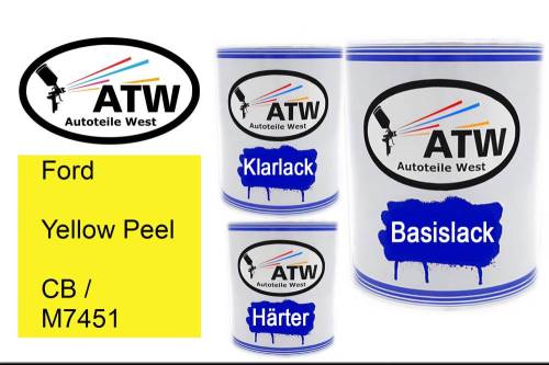 Ford, Yellow Peel, CB / M7451: 1L Lackdose + 1L Klarlack + 500ml Härter - Set, von ATW Autoteile West.